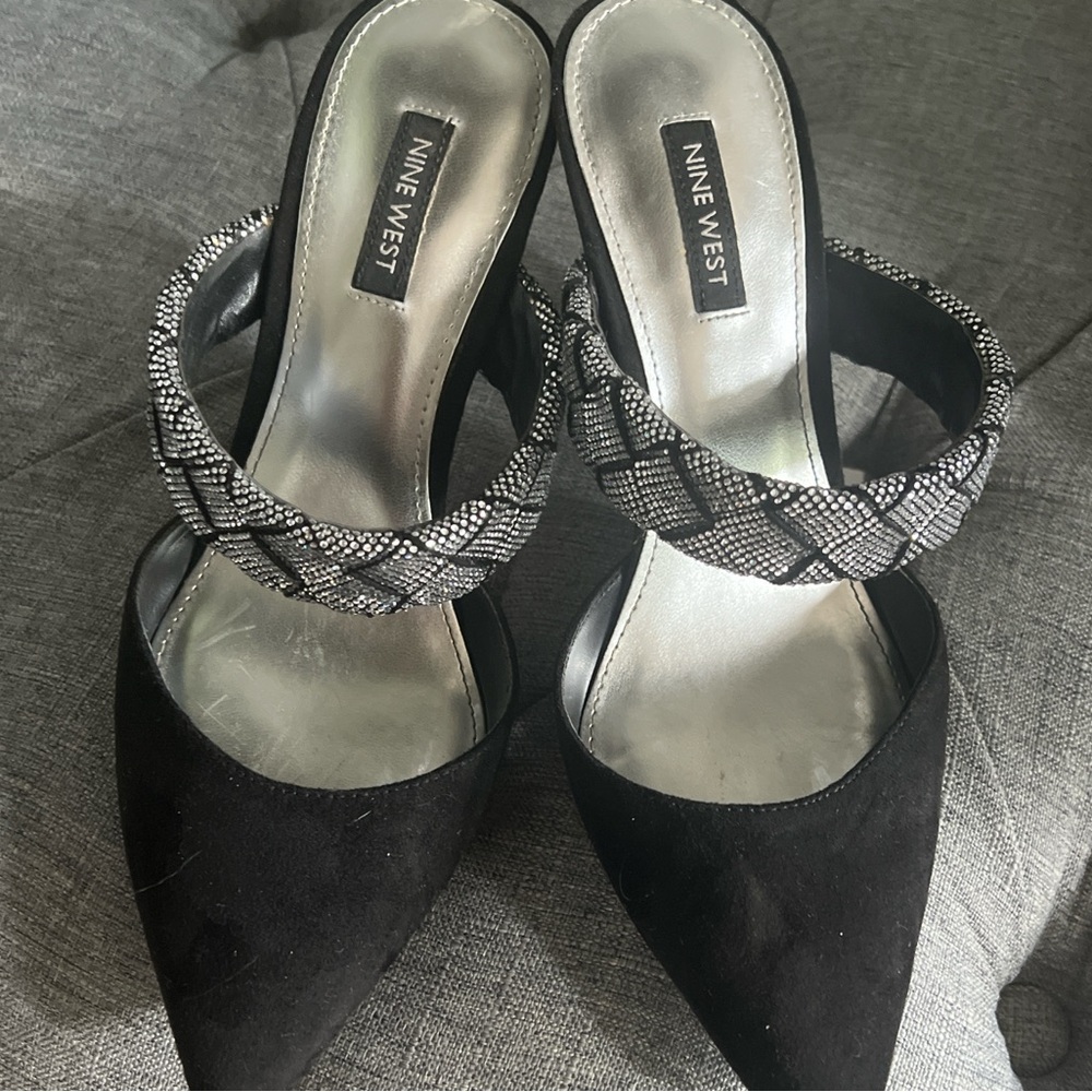 Nine West Black and Silver Heels